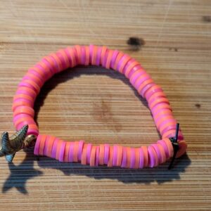 Orange & Pink Clay Bead Bracelet with Gold Star Fish Accent